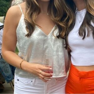 Silver shimmer tank top